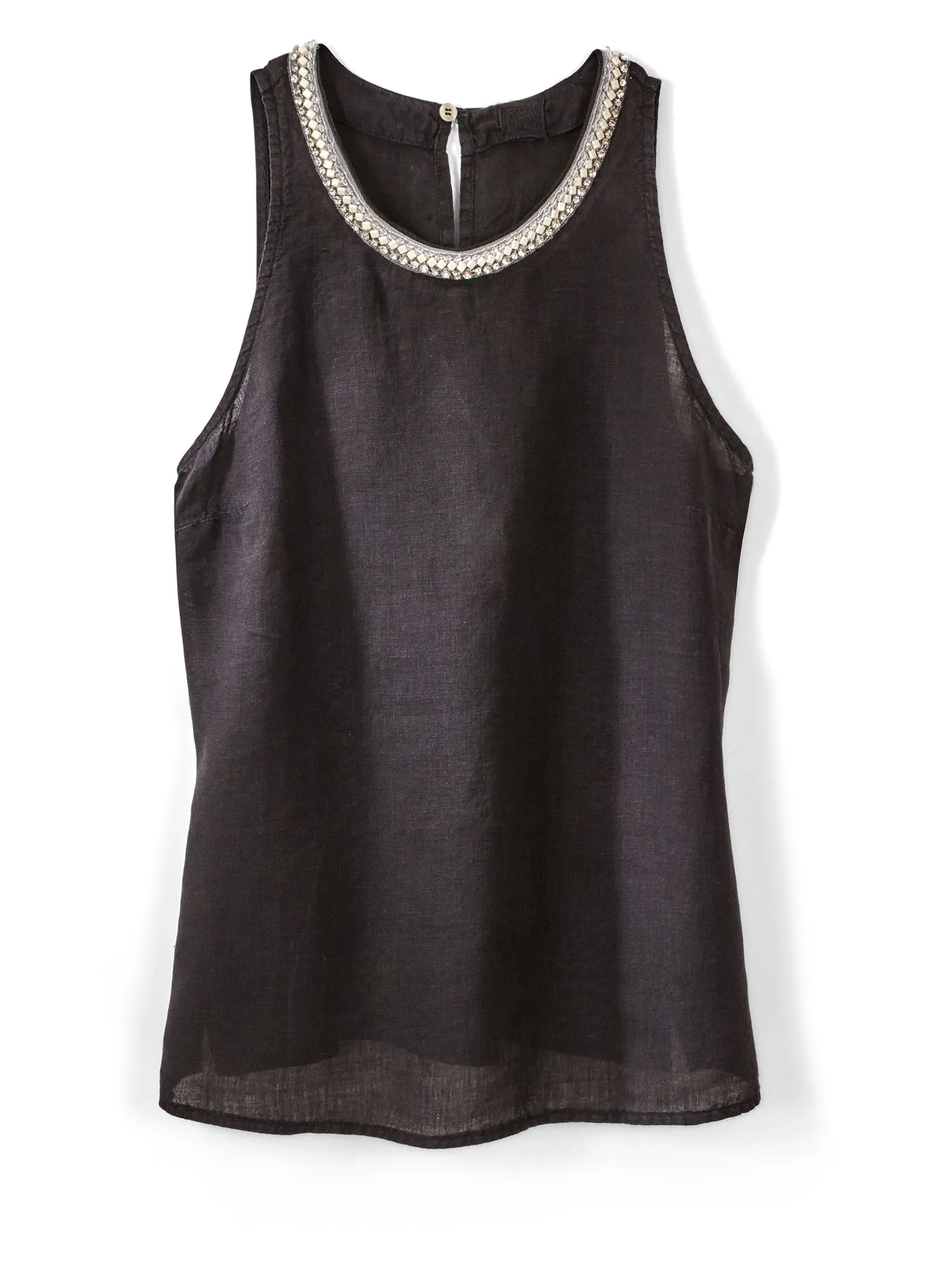 Alaya Jewel Sleeveless Linen Top