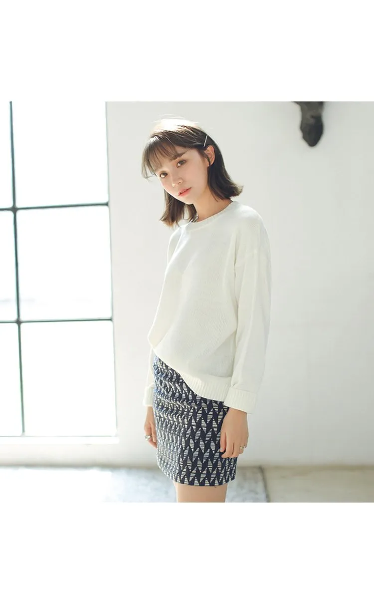 All Match Casual Basic Solid O-neck Long Sleeve Loose Female Sweaters