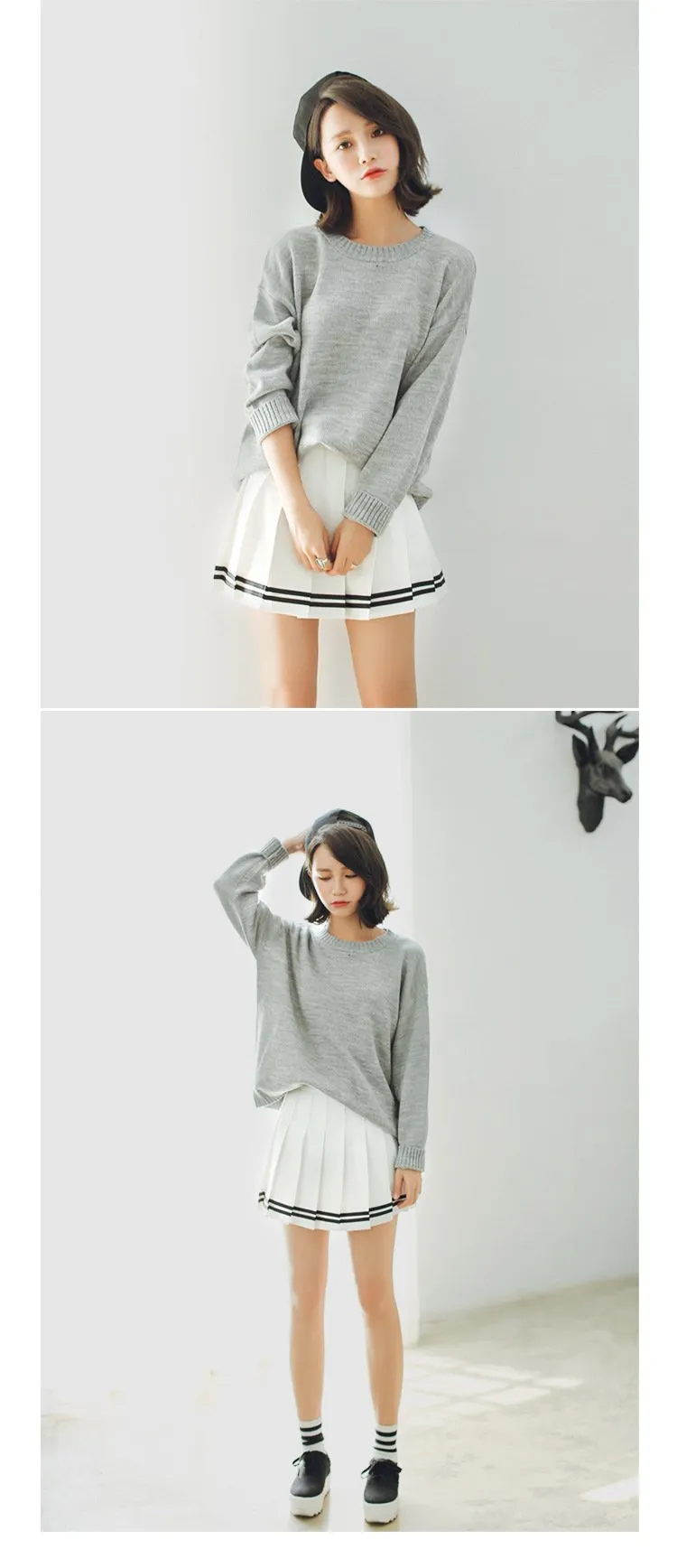 All Match Casual Basic Solid O-neck Long Sleeve Loose Female Sweaters