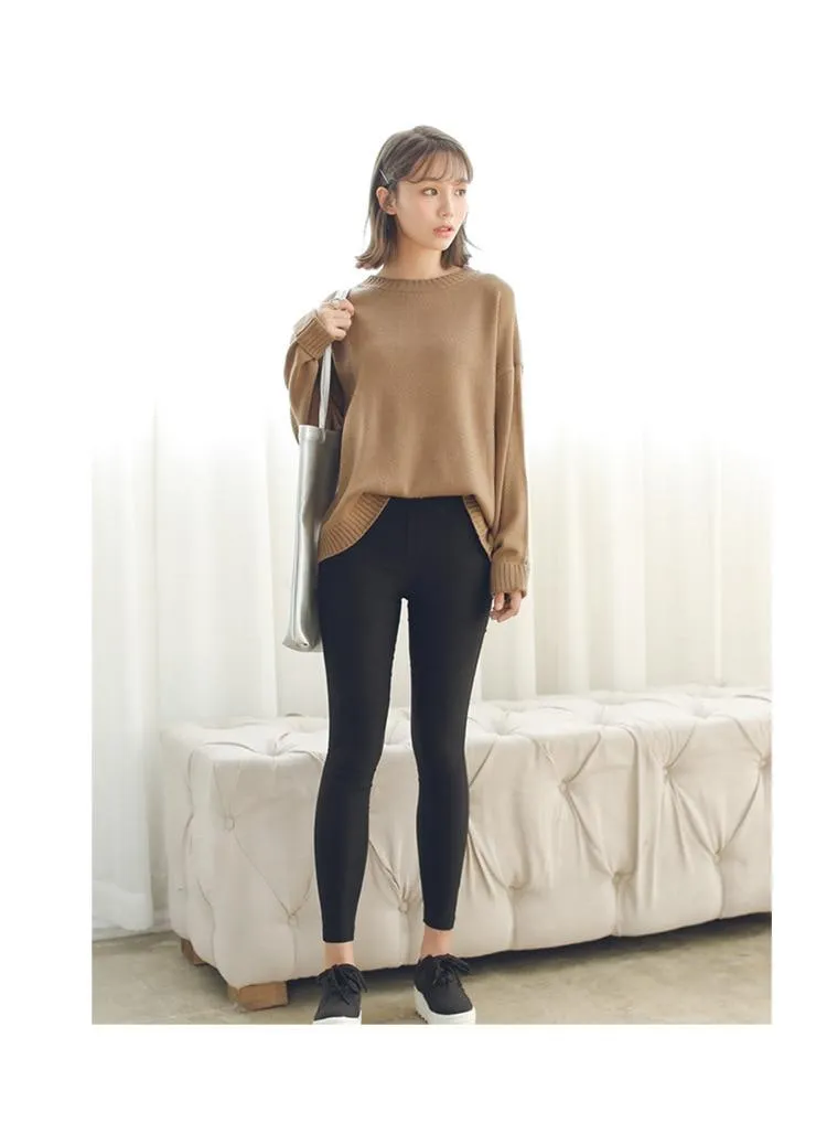 All Match Casual Basic Solid O-neck Long Sleeve Loose Female Sweaters