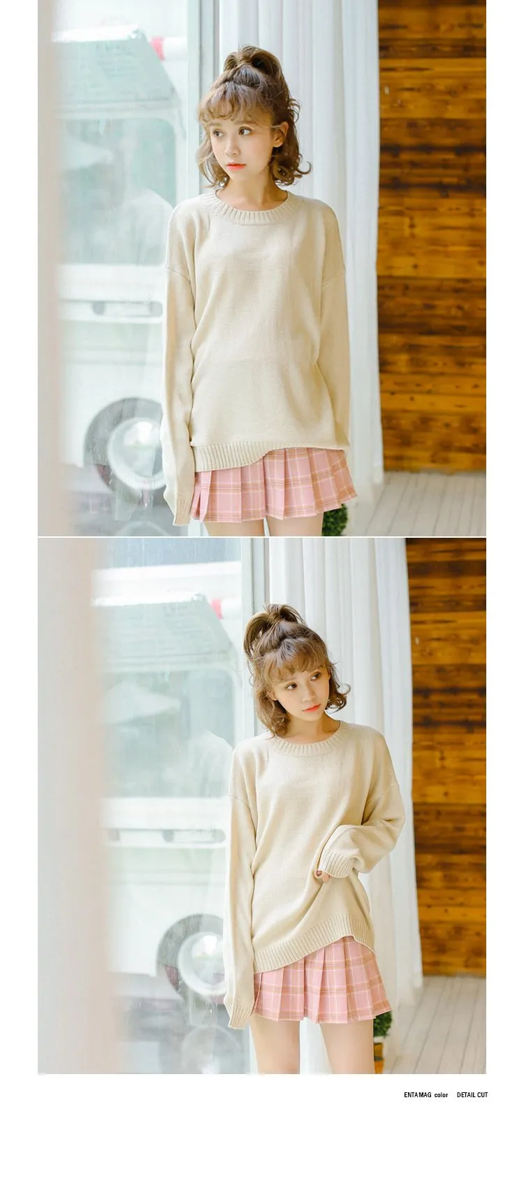 All Match Casual Basic Solid O-neck Long Sleeve Loose Female Sweaters