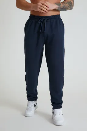 Atlas premium pique drawstring trouser in Navy