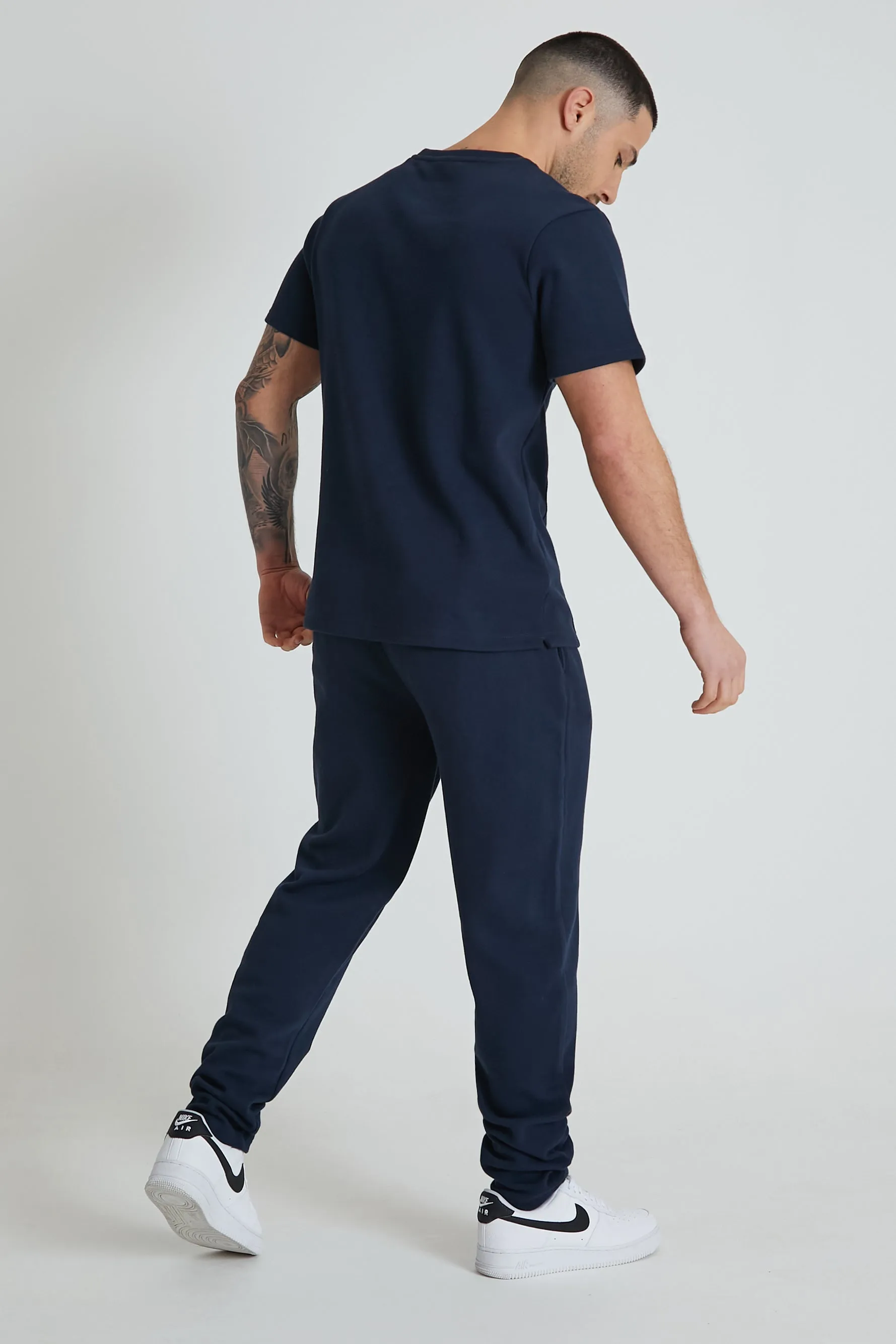 Atlas premium pique drawstring trouser in Navy