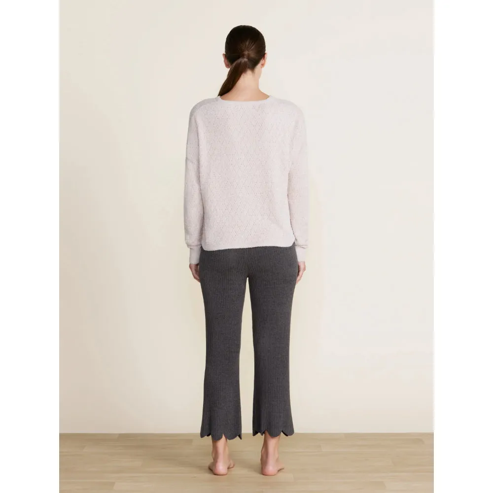 Barefoot Dreams CozyChic Lite Diamond Pointelle Pullover - Chai