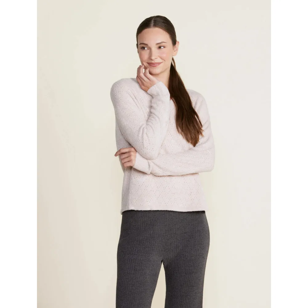 Barefoot Dreams CozyChic Lite Diamond Pointelle Pullover - Chai