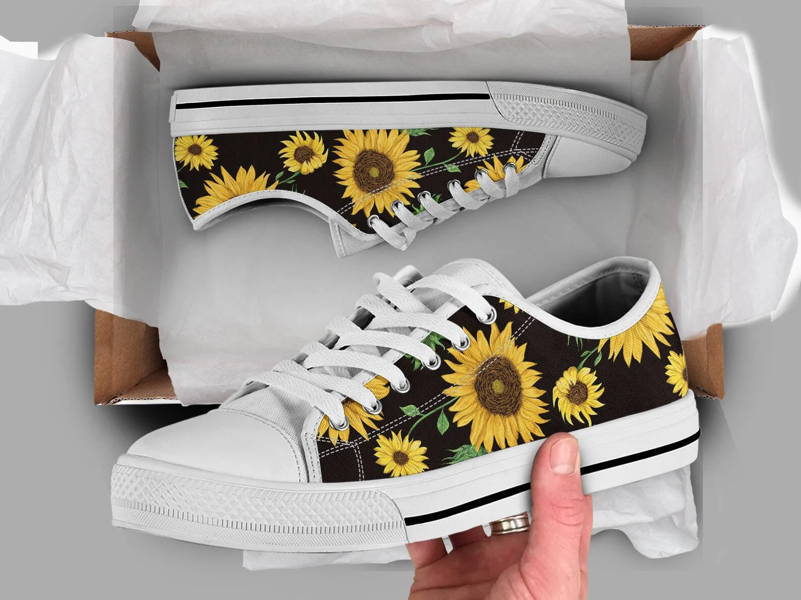 Best Sunflower Shoes Sunflower Sneakers Cute Shoes Sunflower Lover Gifts Custom Low Top Converse Style Sneakers For Adults Women & Men