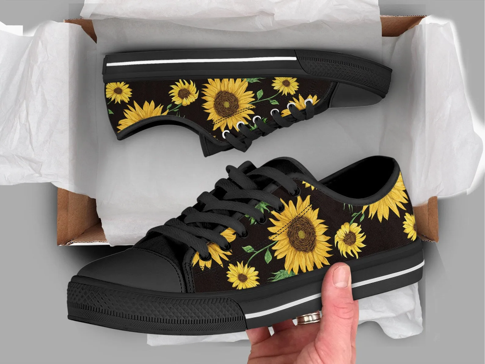 Best Sunflower Shoes Sunflower Sneakers Cute Shoes Sunflower Lover Gifts Custom Low Top Converse Style Sneakers For Adults Women & Men