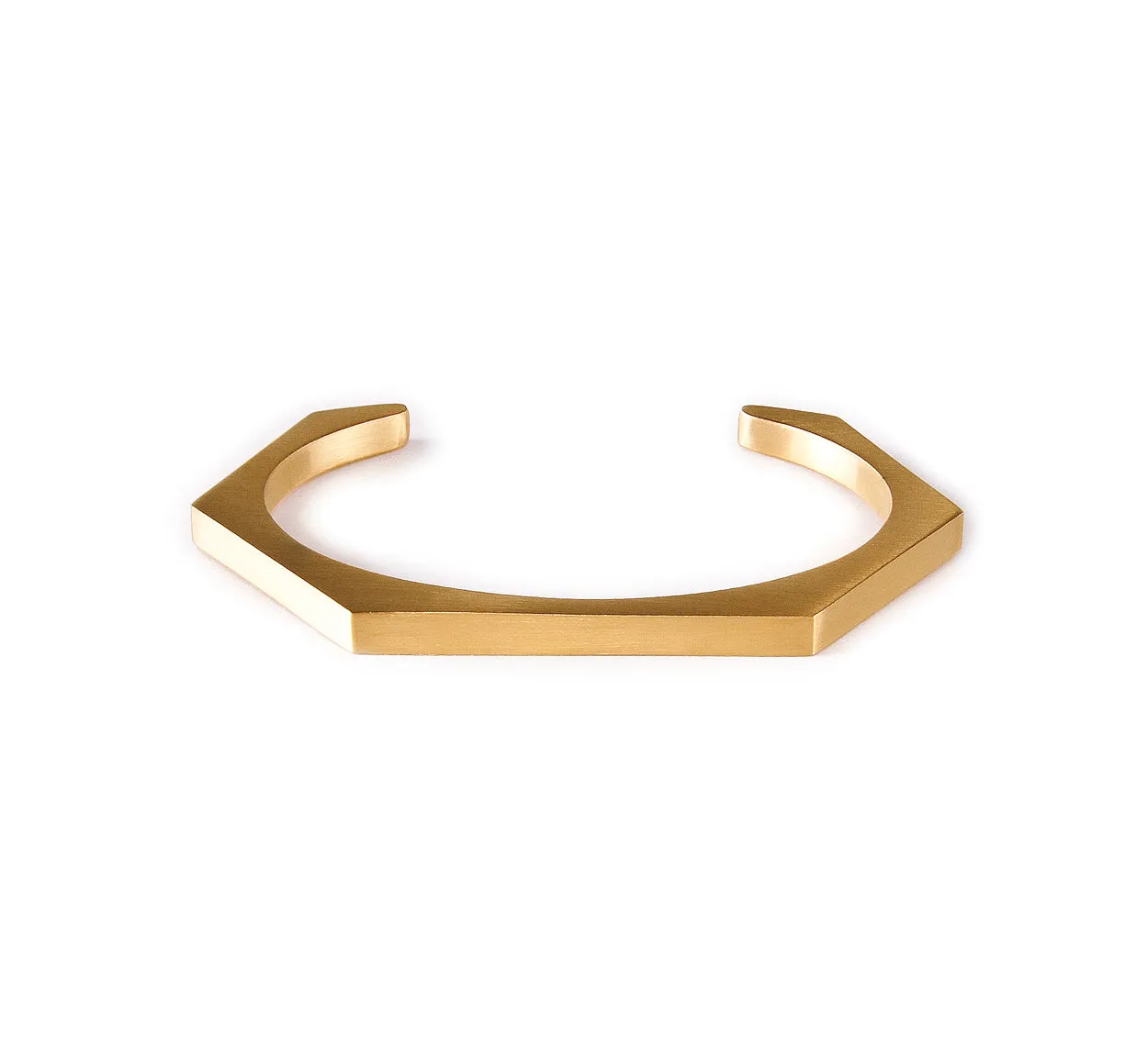 BG007G B.Tiff Plain Gold Plated Stainless Steel Edge Hexagon Bangle Bracelet