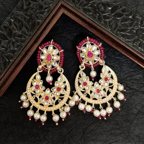 Bhavi Jewels Gold Plated Kundan Stone Dangler Earrings