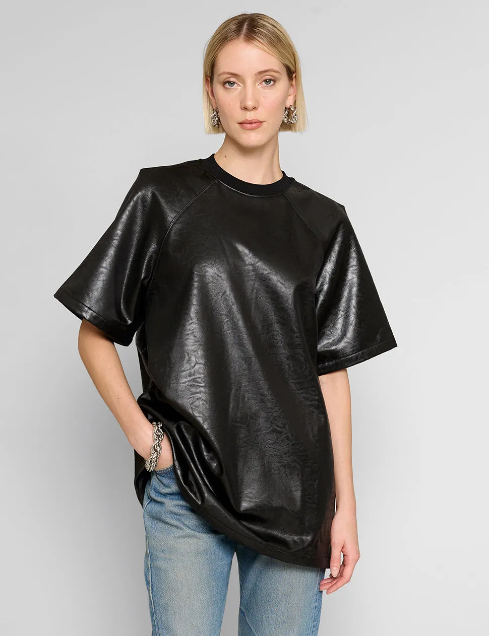 Black Leather T-Shirt