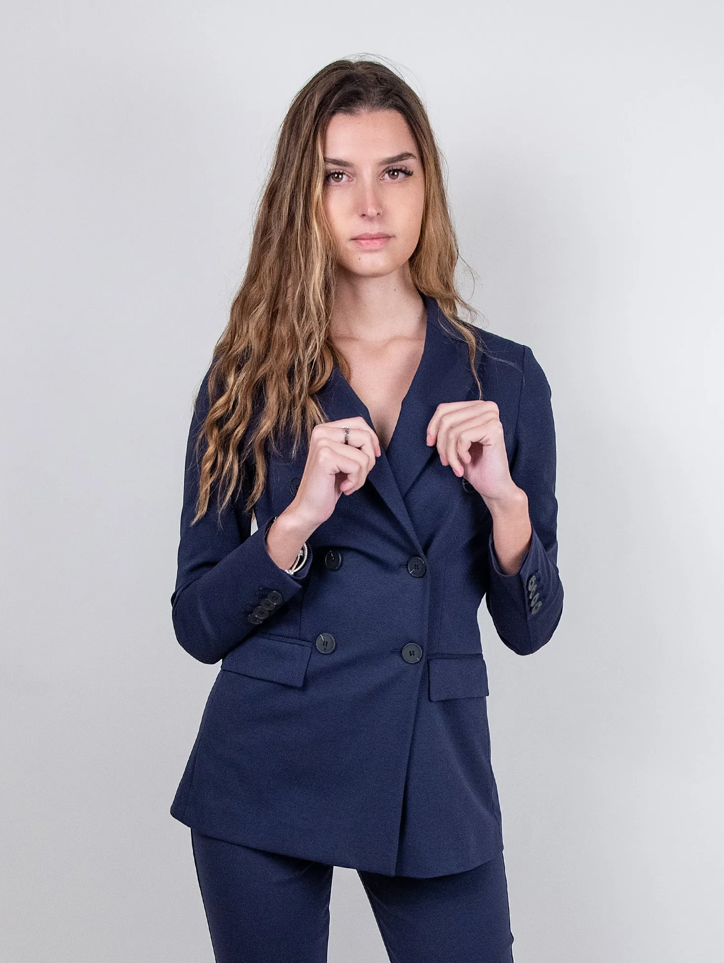 BLAZER BLU IN JERSEY ELASTICIZZATO