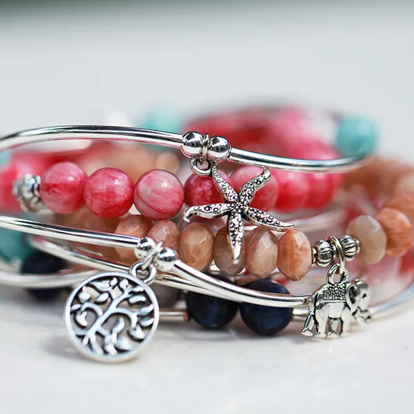 Block Island | Bangle Charm Bracelet | Howlite - Calmness