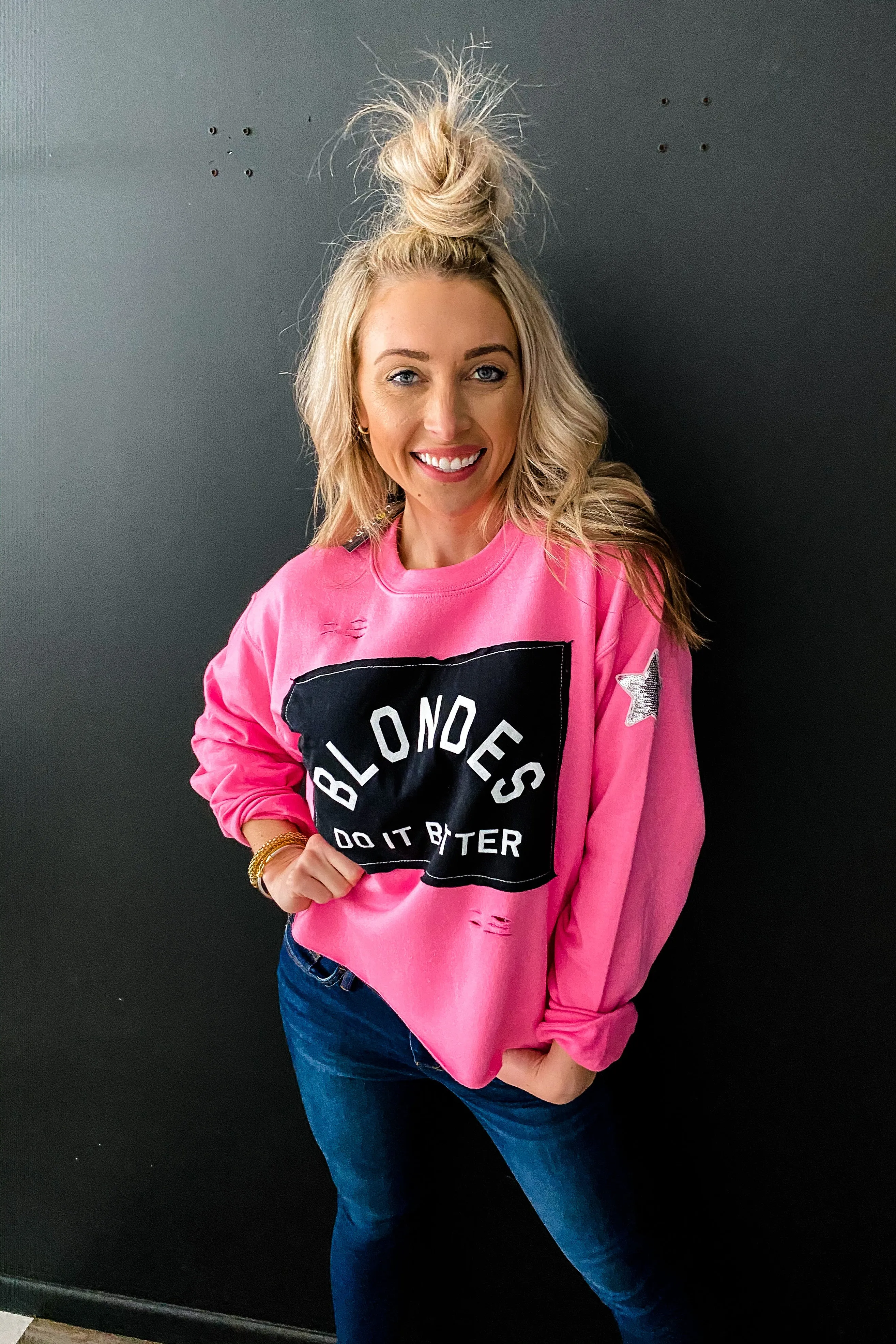 Blondes in Pink Sweatshirt