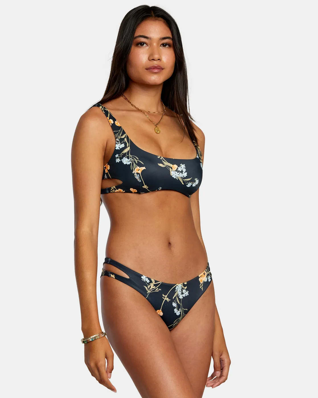 Bloom Cutout Bralette Bikini Top - Black