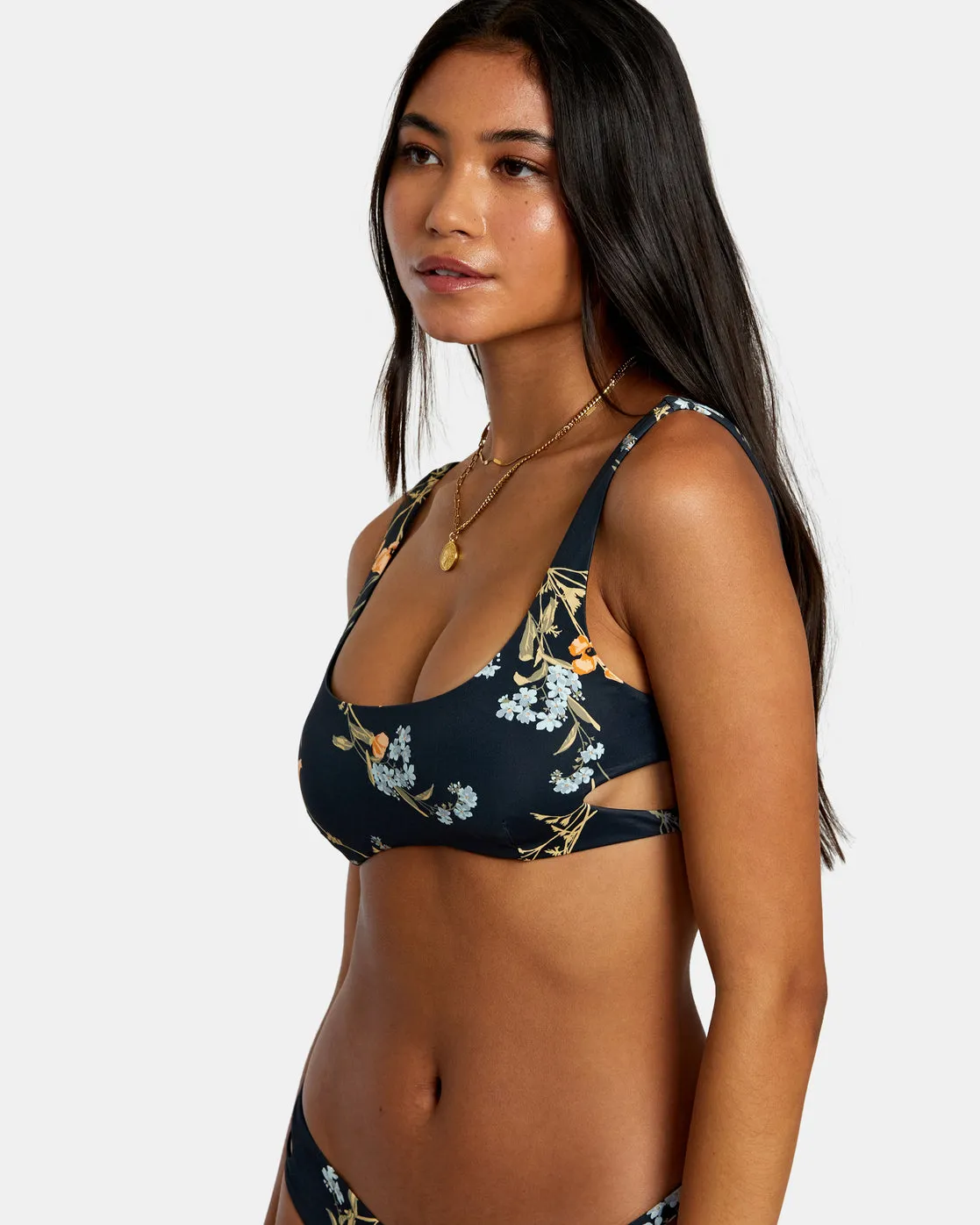 Bloom Cutout Bralette Bikini Top - Black