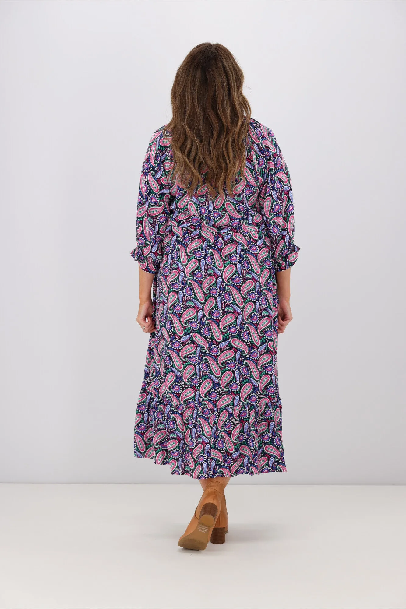 Boho Australia Theodora Dress Navy Pink Paisley