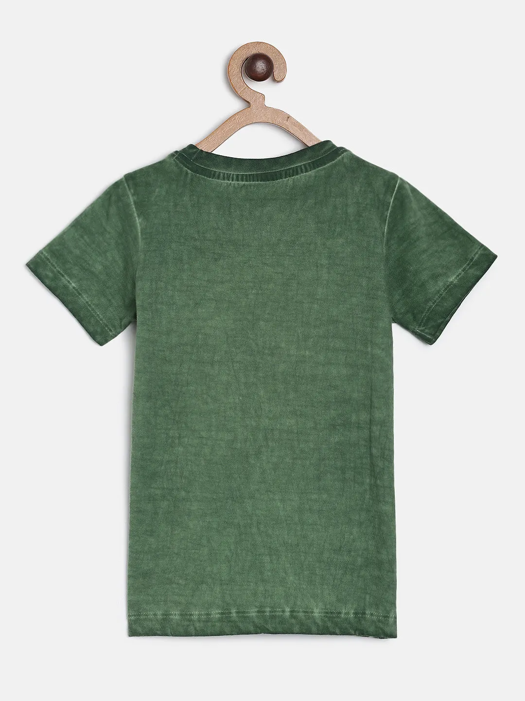 Boys Olive Cotton Regular T-Shirt