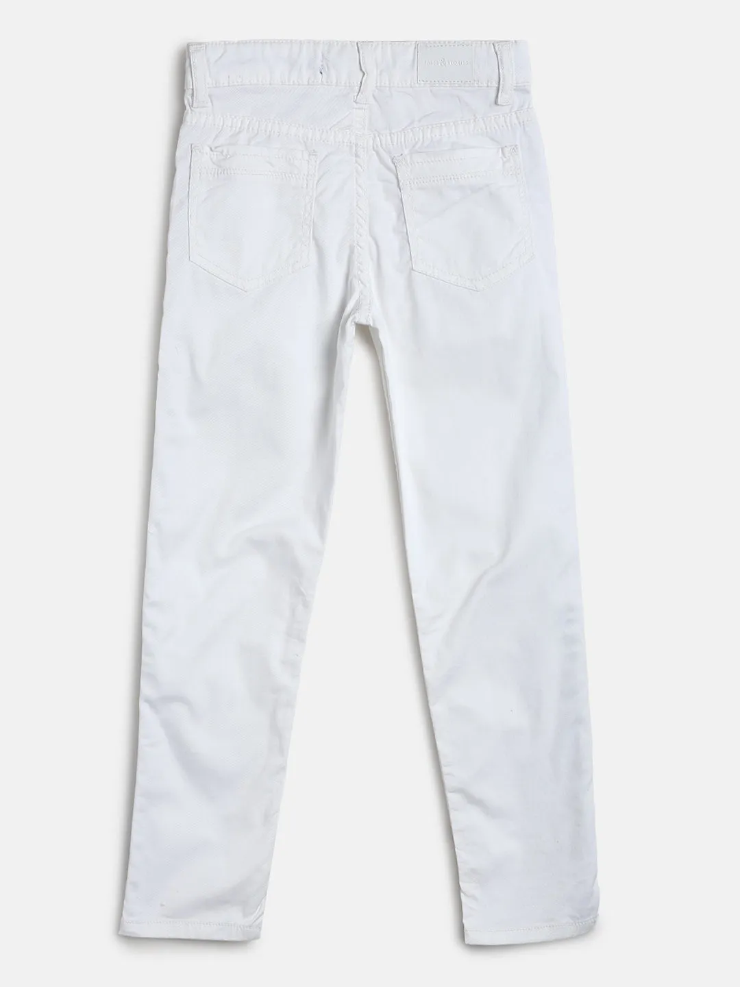 Boys Slim Fit White Cotton Trouser