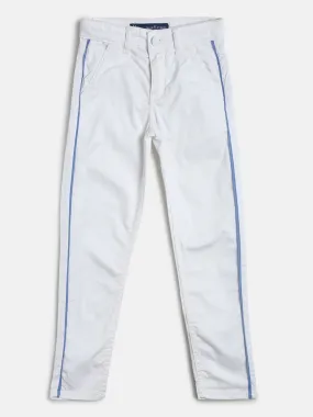 Boys Slim Fit White Cotton Trouser