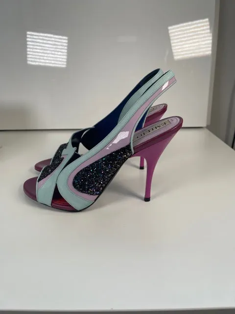 Brand New Emilio Pucci Glitter Slingbacks 38