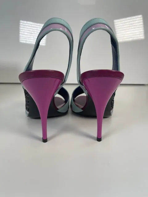 Brand New Emilio Pucci Glitter Slingbacks 38