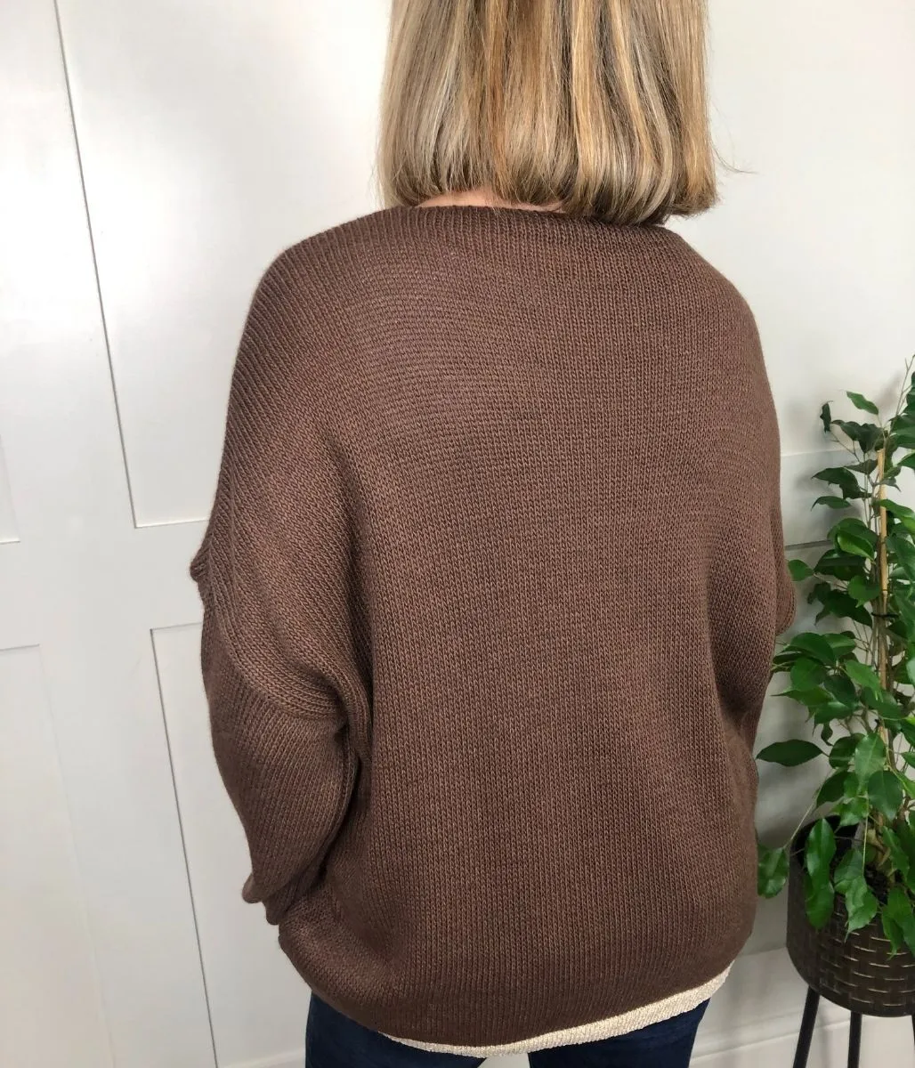 Brown Metallic Star Jumper