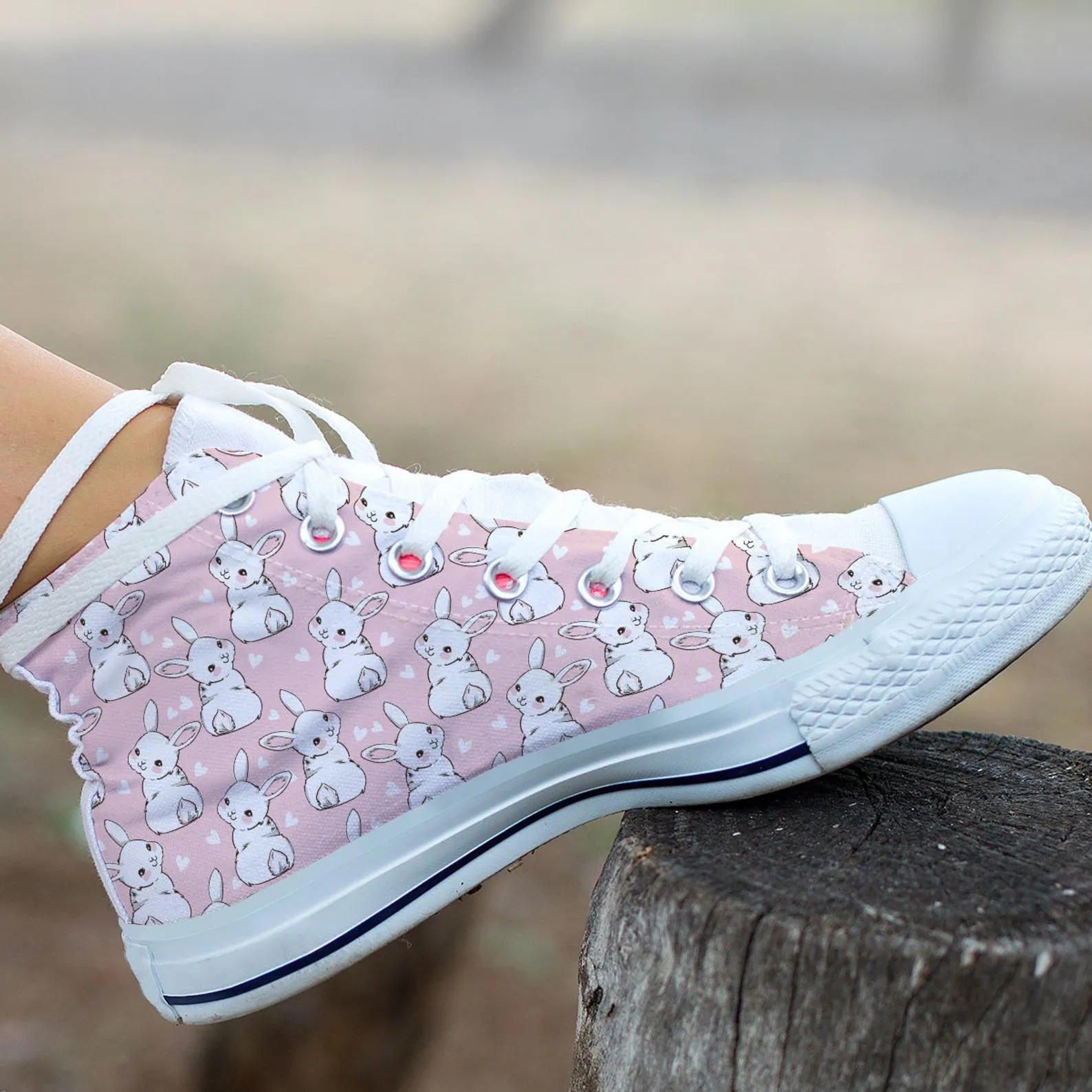 Bunny Girl Shoes Rabbit Sneakers Cute Shoes Rabbit Lover Gifts Custom High Top Converse Style Sneakers For Adults Women & Men