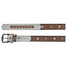 CATCHFLY GIRLS BELT BROWN W/SILVER TRIM