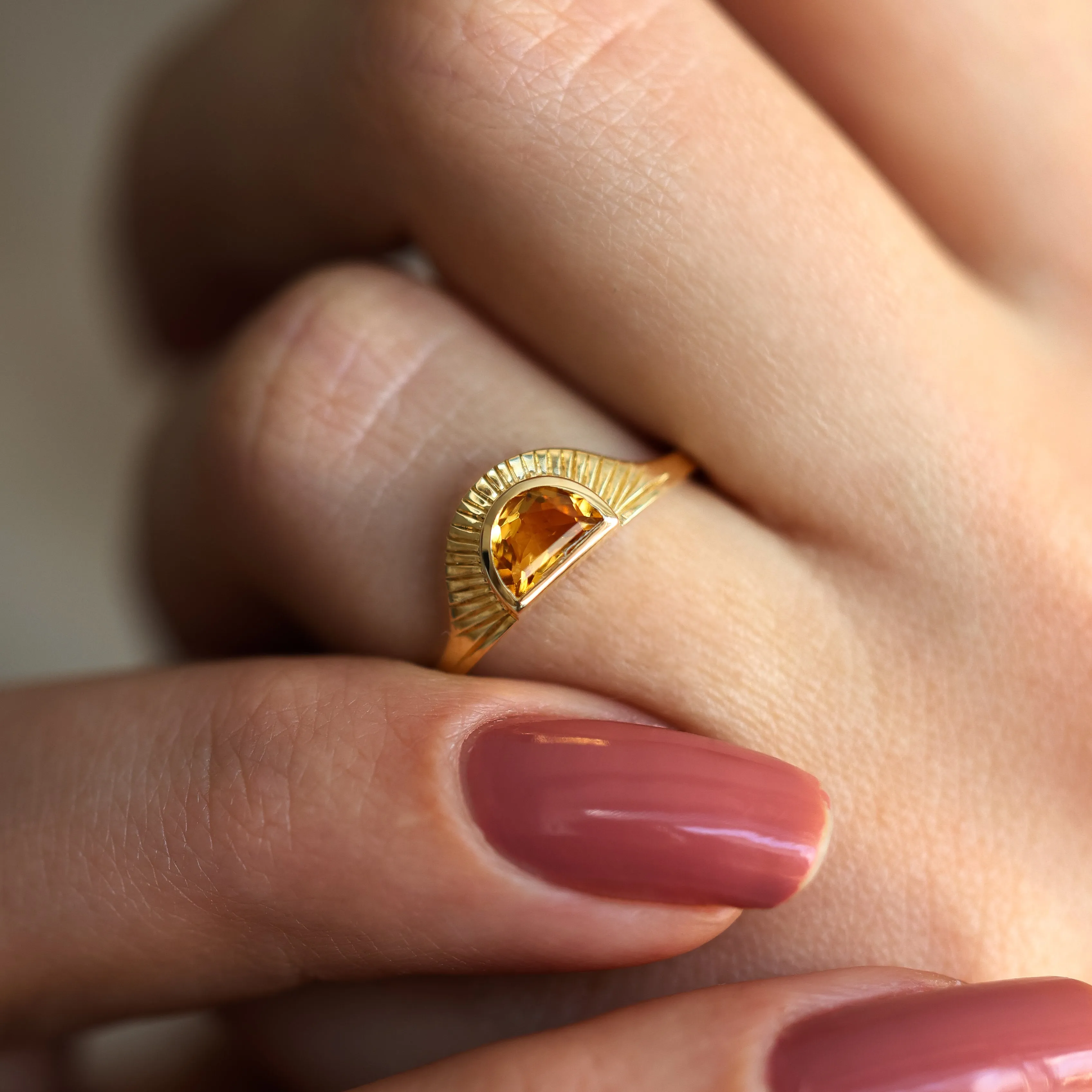 Celine Half Moon Citrine Ring