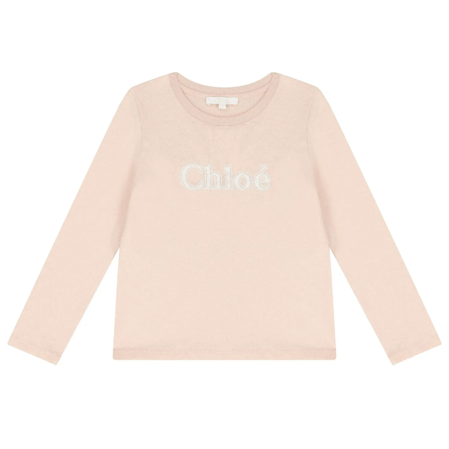 Chloé Girls Pink Logo Long Sleeve Top