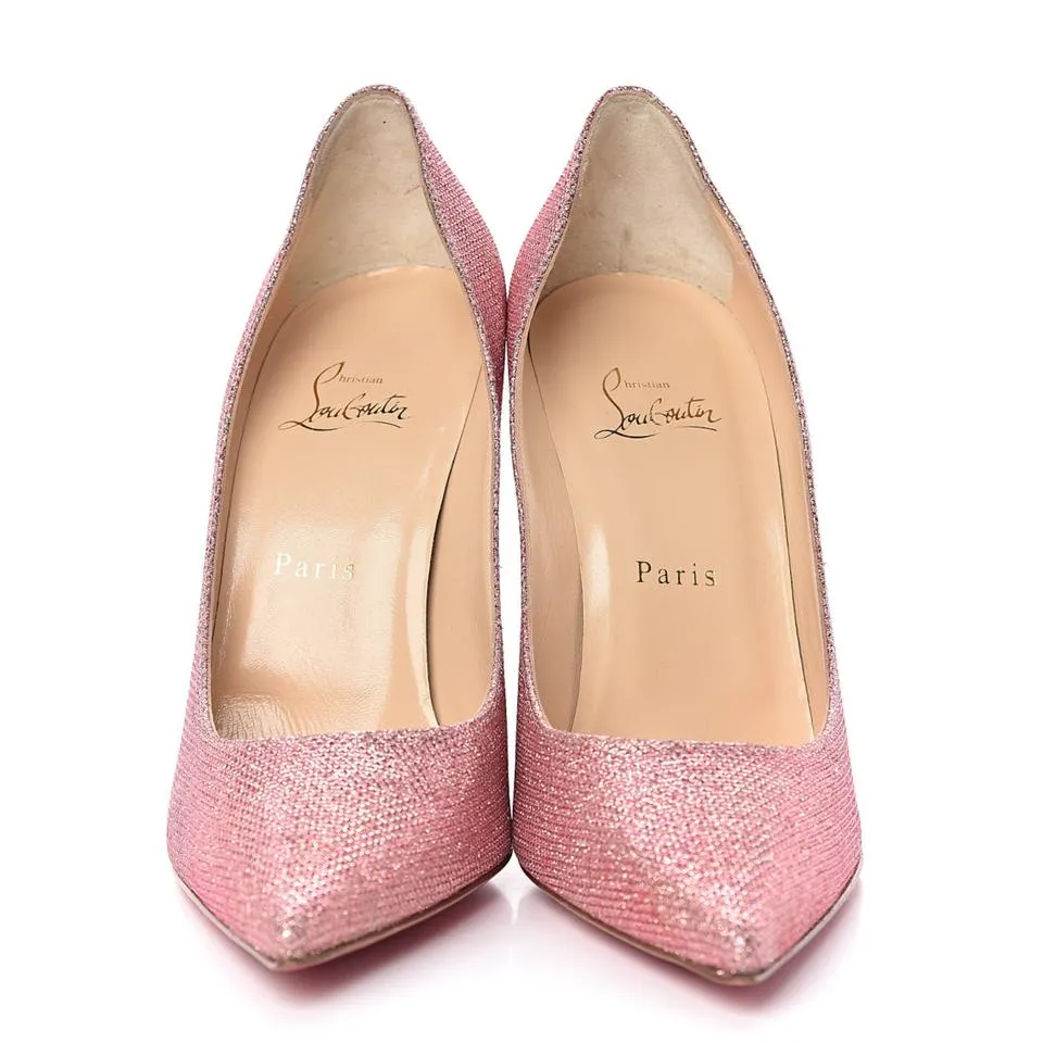 Christian Louboutin Pink Glitter Tisse So Kate 120 Poudre Pumps EU 40.5