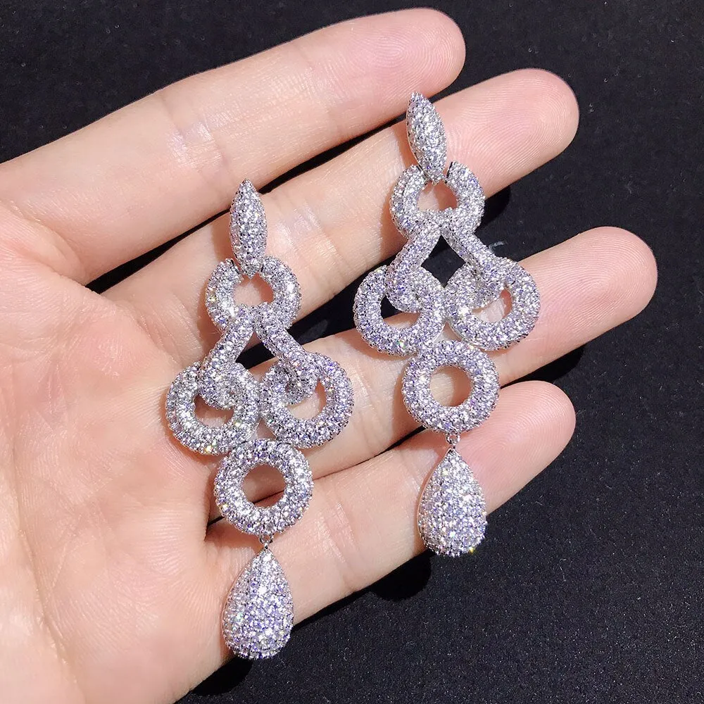 Clear CZ Micro Pave Setting Bowknot AAA  Cubic Zirconia Earrings