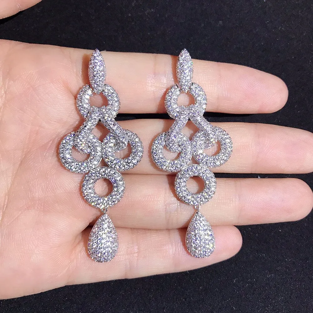 Clear CZ Micro Pave Setting Bowknot AAA  Cubic Zirconia Earrings