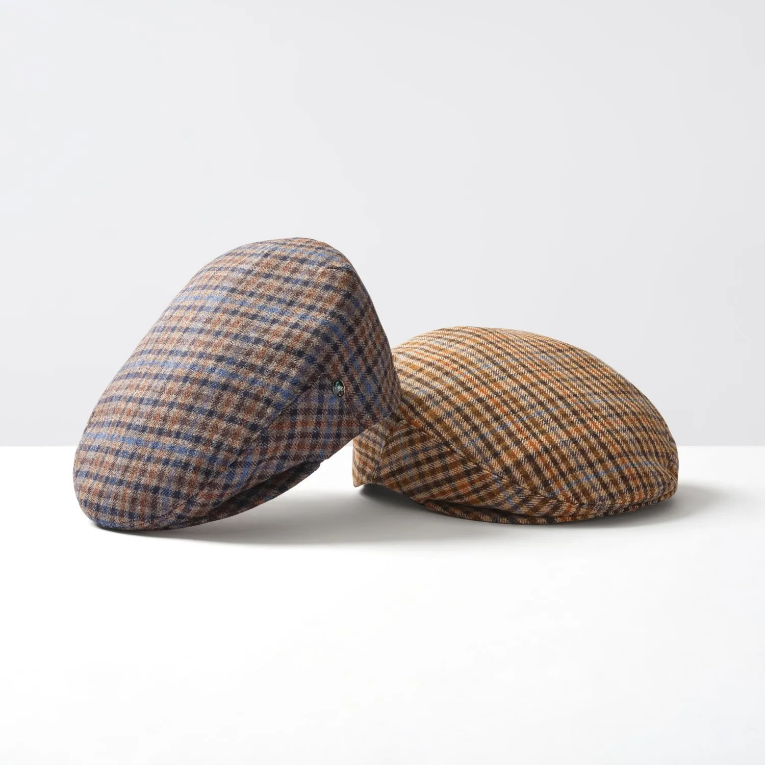 Cool Comfort Wool & Cashmere Flat Cap | Blue Check | City Sport