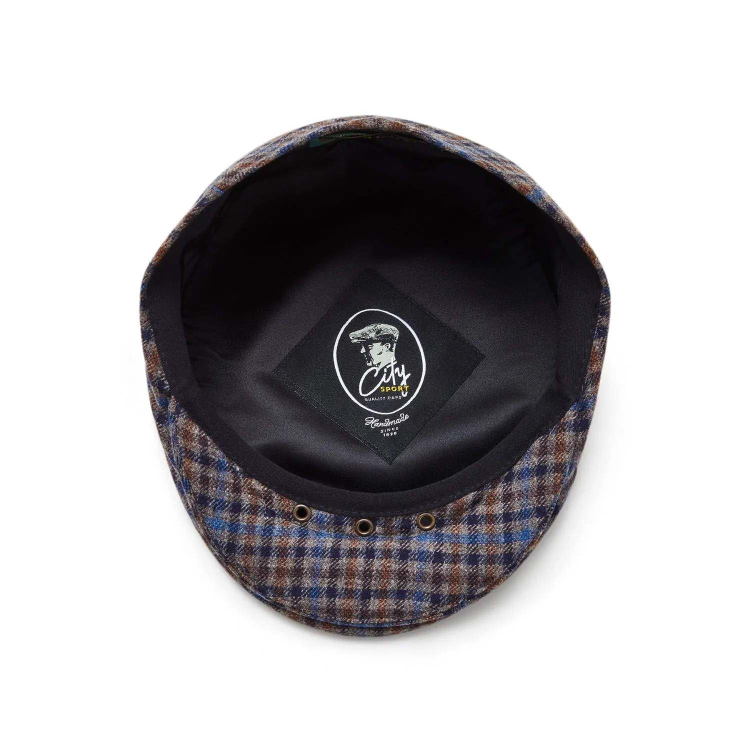 Cool Comfort Wool & Cashmere Flat Cap | Blue Check | City Sport