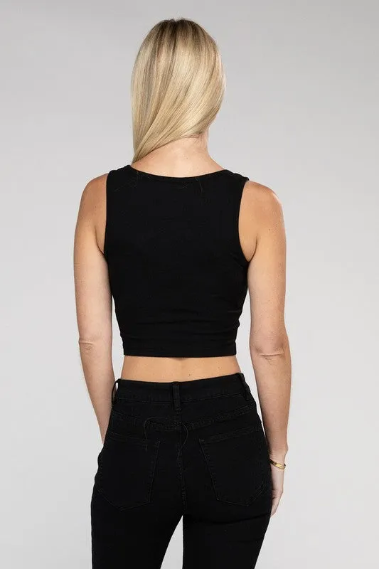 Cotton Square Neck Cropped Cami Top