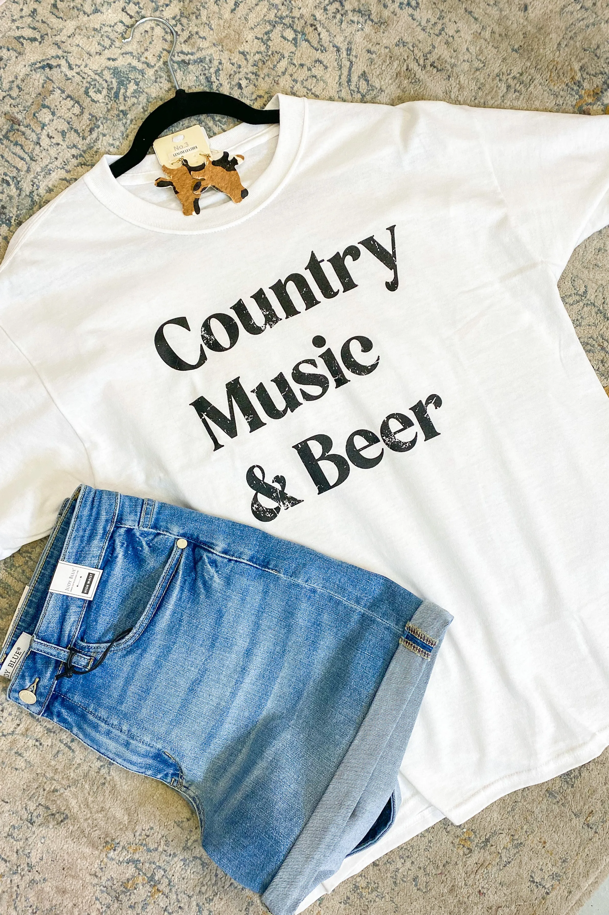 Country Music and Beer Graphic Tee, White