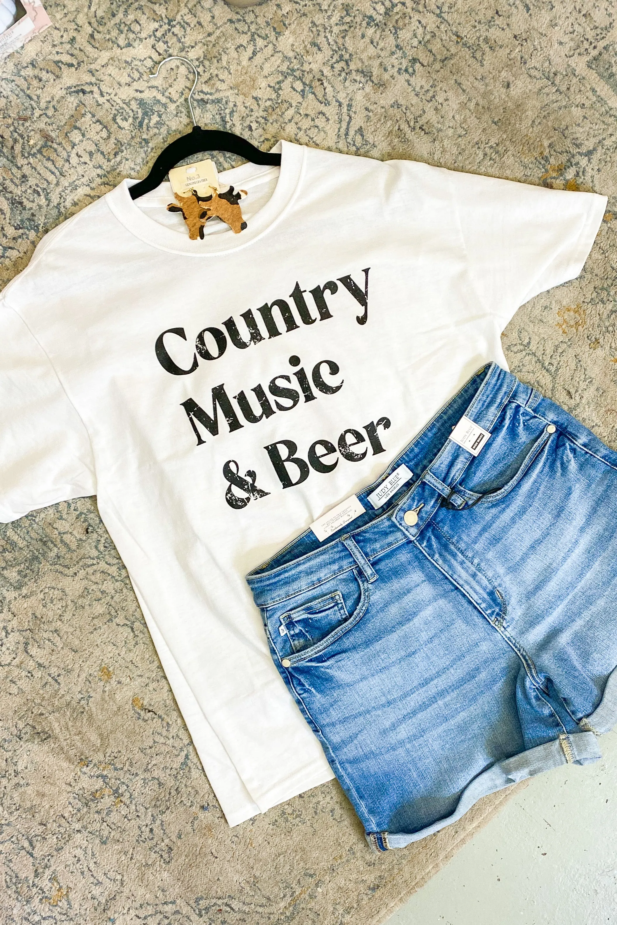 Country Music and Beer Graphic Tee, White