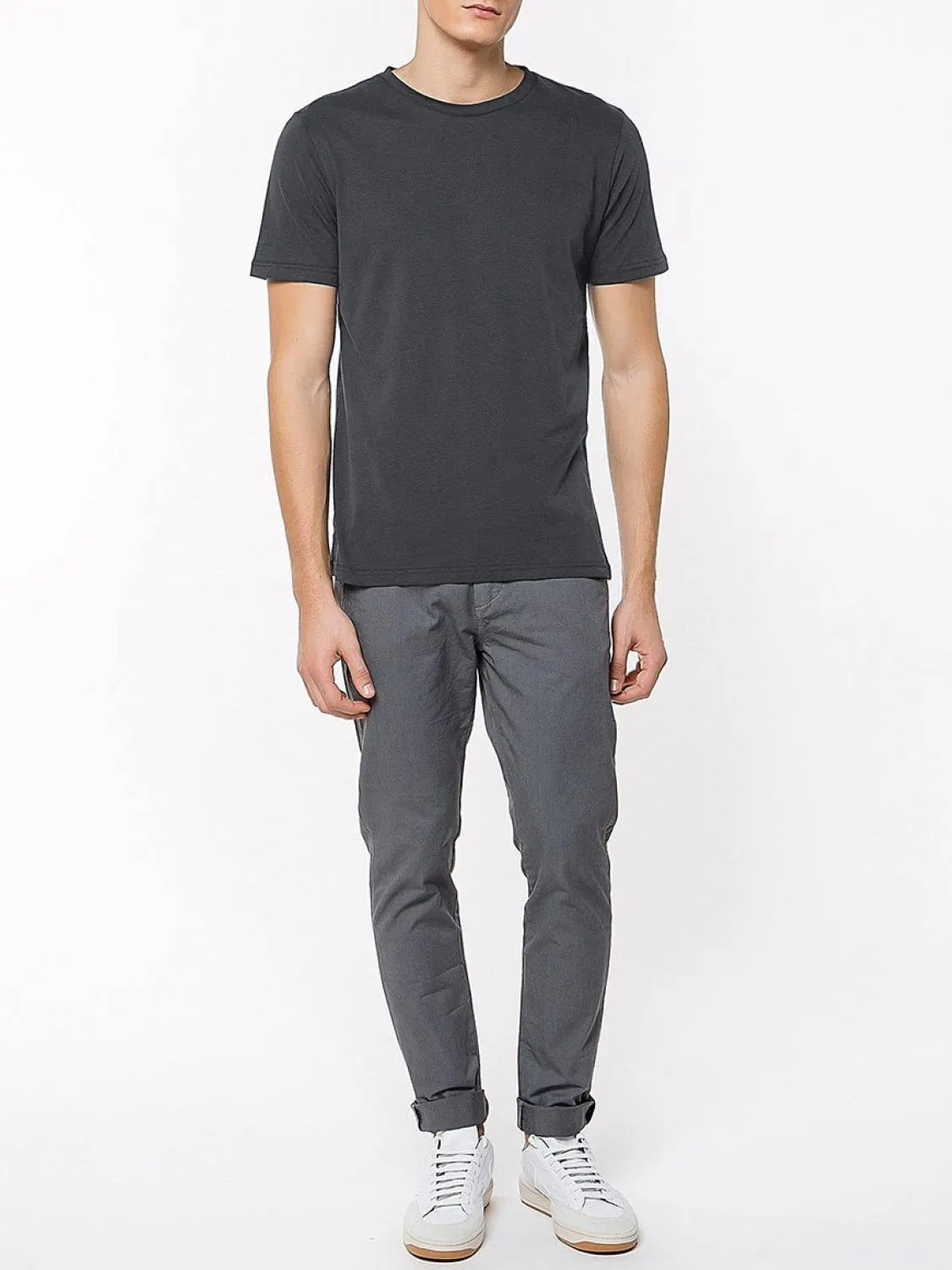 Crew Neck Organic Cotton T-shirt Asphalt