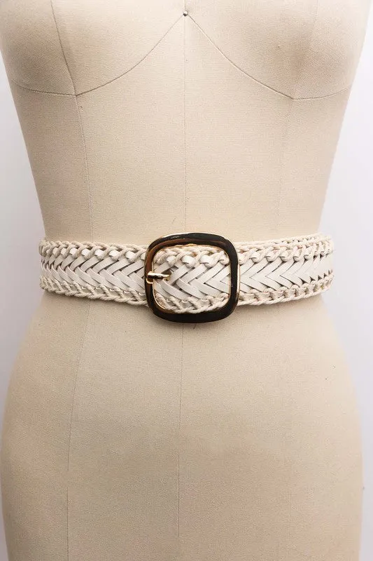 Crochet Trimmed Woven Leather Belt