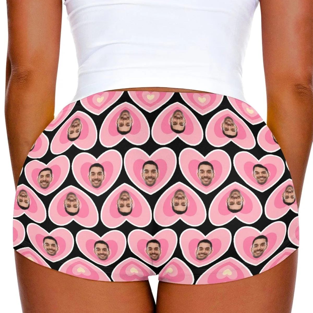 Custom Face Pink Heart Women Sexy Short Pants Comfortable Fashion Gym Sport Daily Shorts Bottom