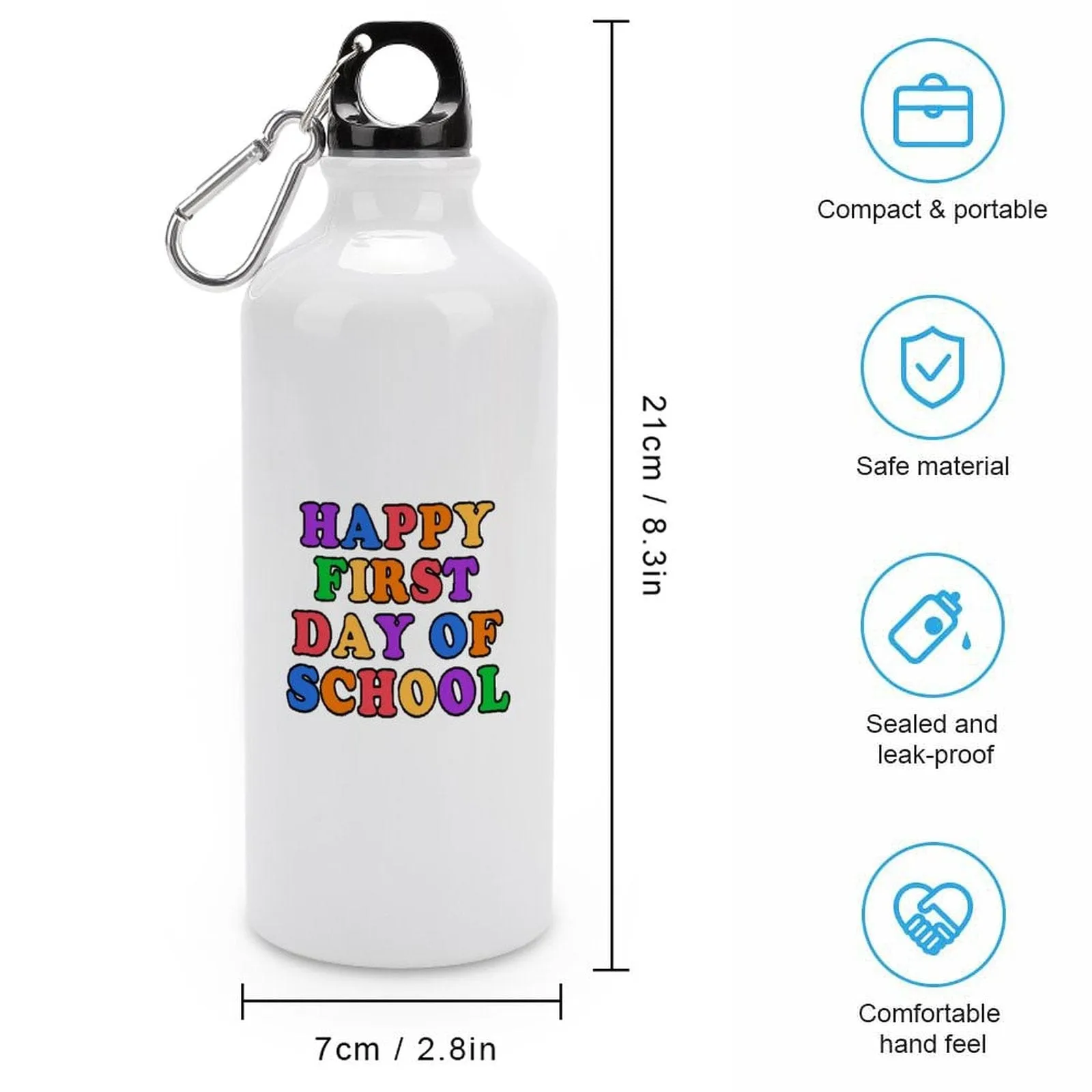 Custom Text Sport Bottle Kids Water Bottle 14/21 OZ Aluminum Personalized Travel Tumbler