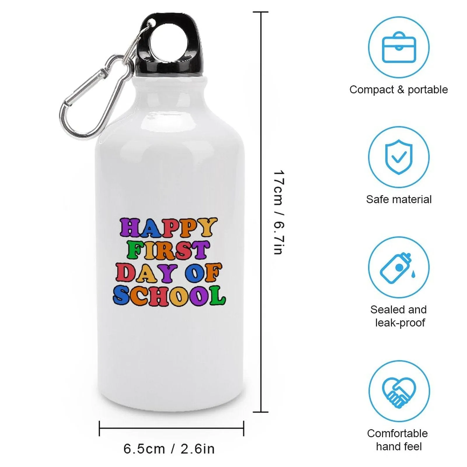 Custom Text Sport Bottle Kids Water Bottle 14/21 OZ Aluminum Personalized Travel Tumbler