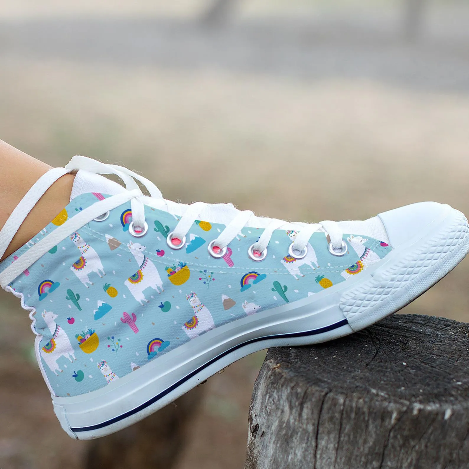 Cute Llama Shoes Llama Shoes Llama Sneakers Cute Shoes Llama Lover Gifts Custom High Top Converse Style Sneakers For Adults Women & Men