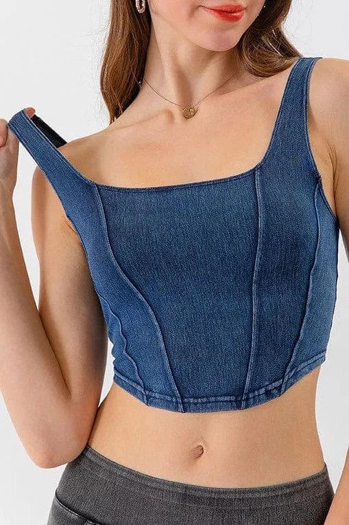 Denim Bustier Crop Top