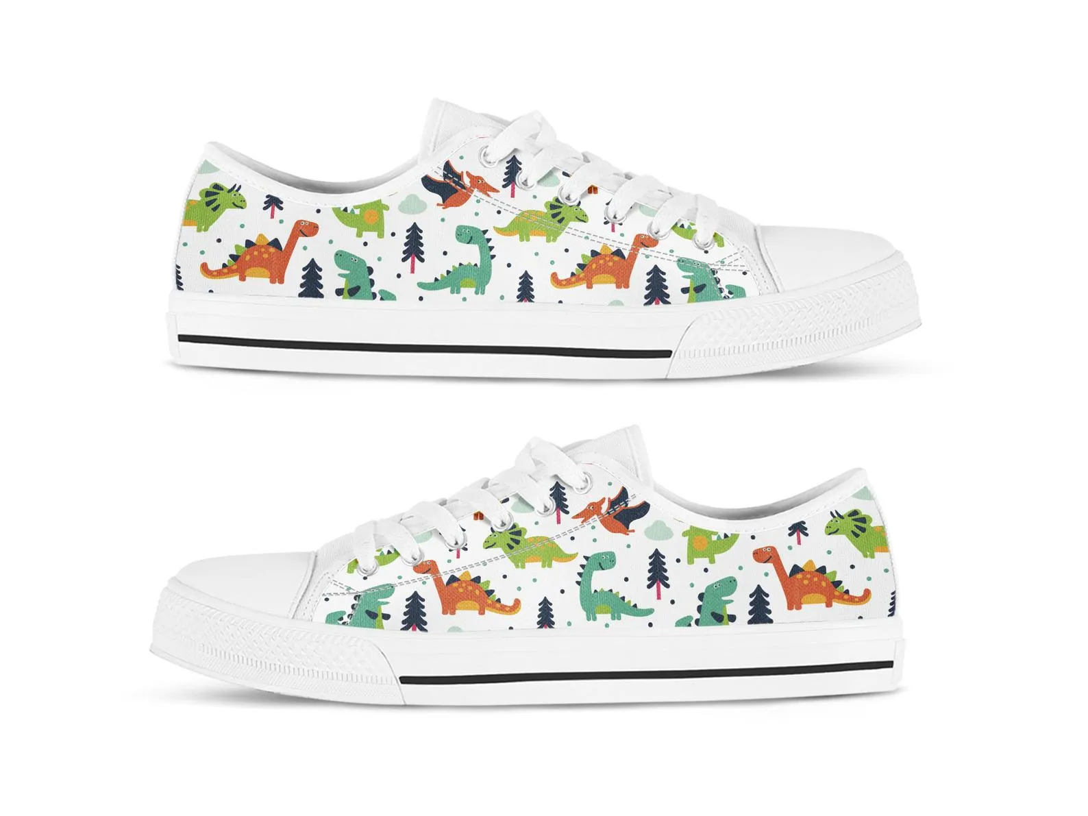 Dinosaur Shoes Dinosaur Sneakers Dinosaur Print Pattern Dinosaur Lover Gifts Custom Low Top Converse Style Sneakers For Adults Women & Men