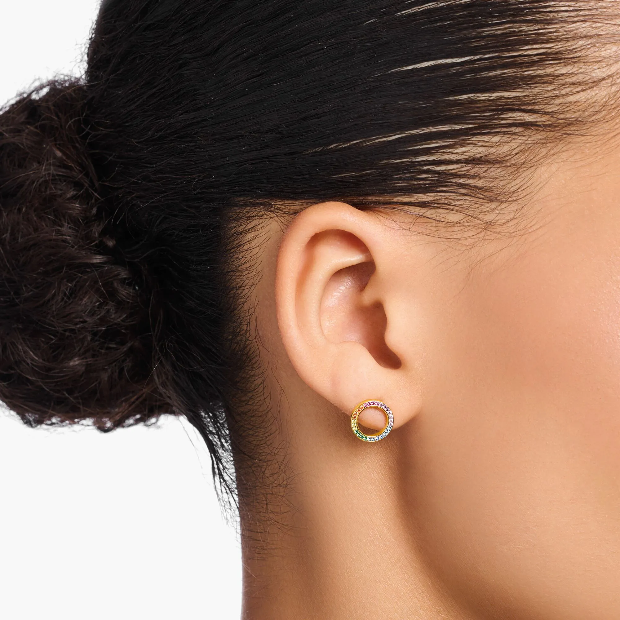 Ear studs Together round gold plated