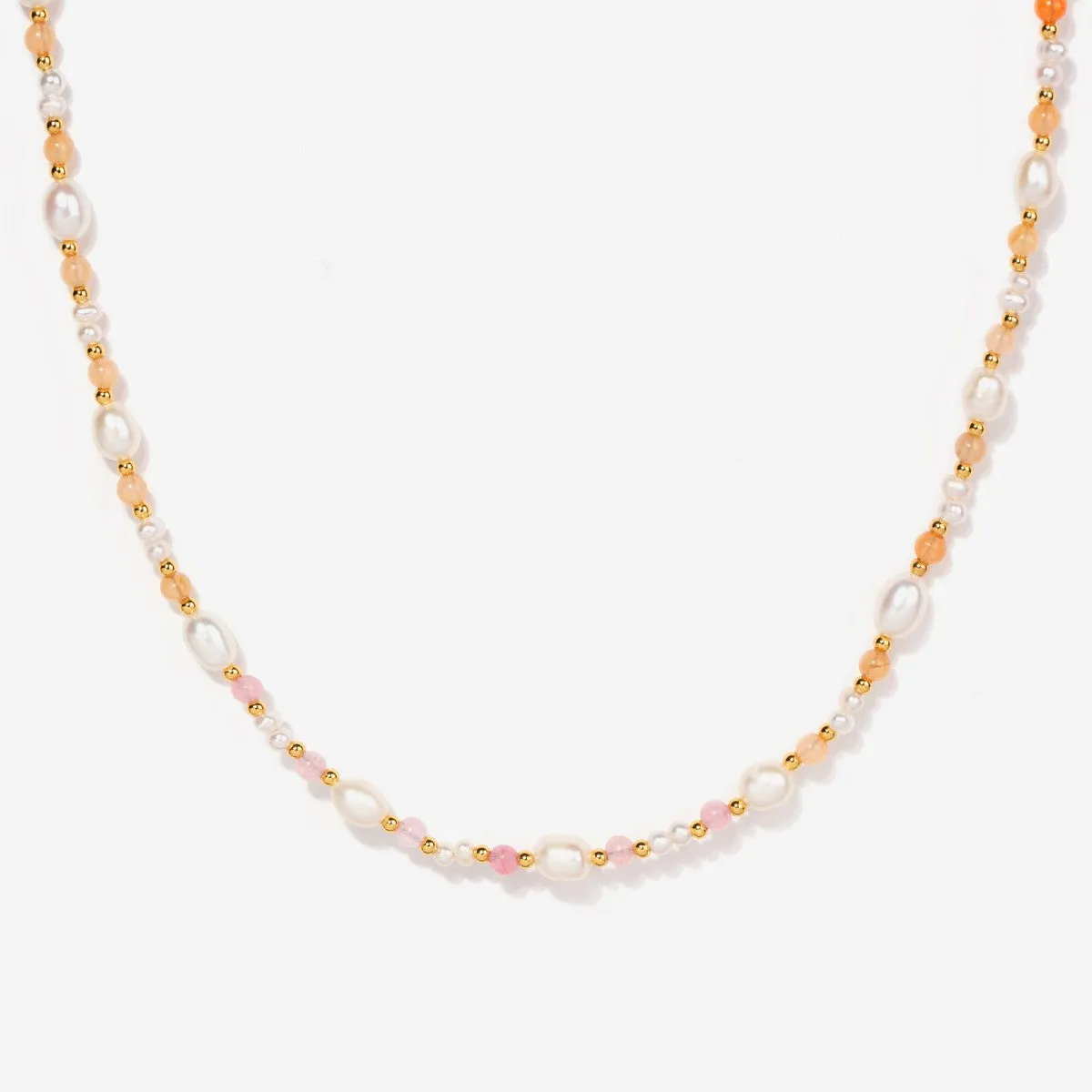 Eliza Pearl Pink Bead Necklace