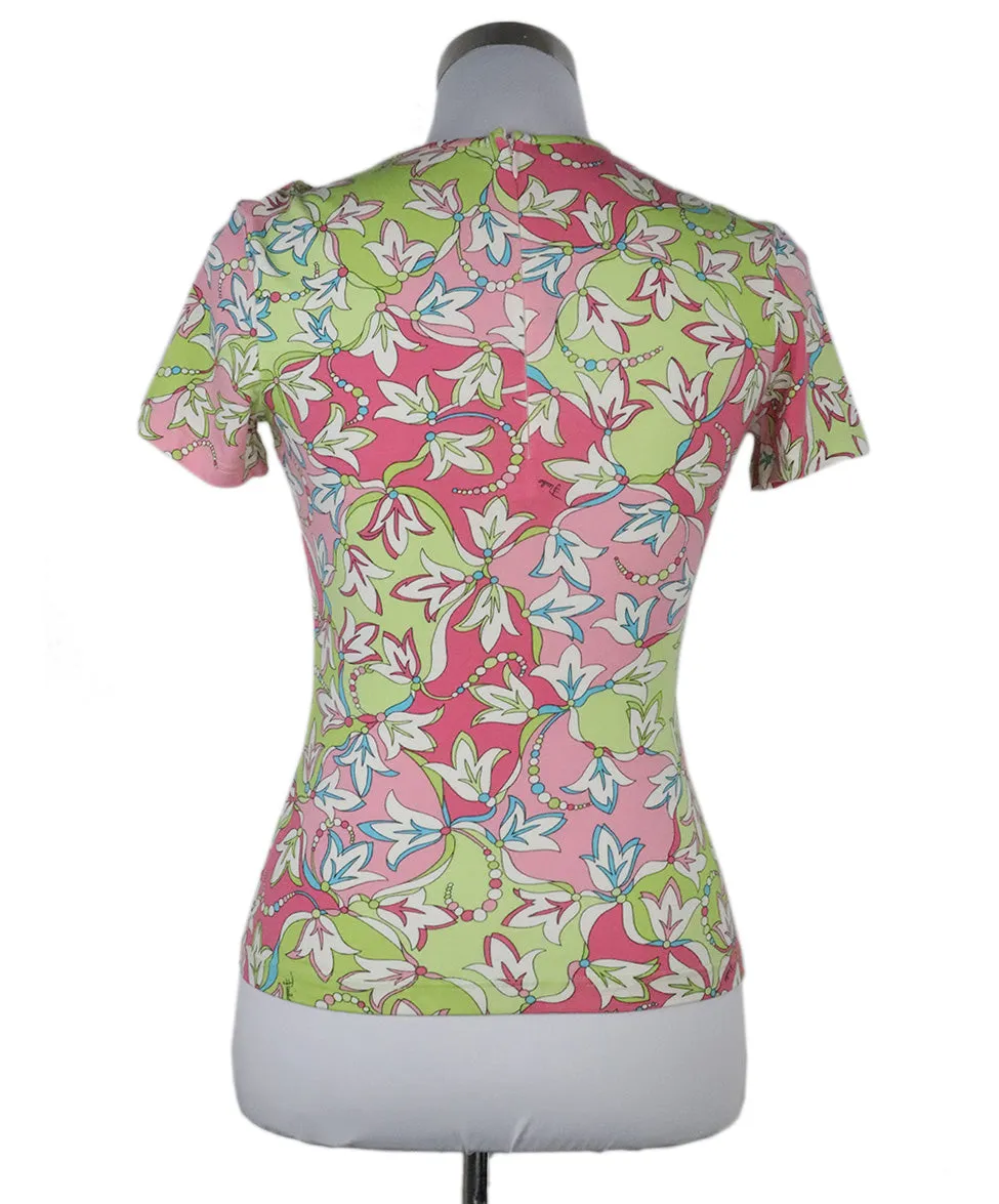 Emilio Pucci Pink & Green Cotton Top sz 2