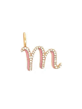 Enamel Diamond Initial 14k - M